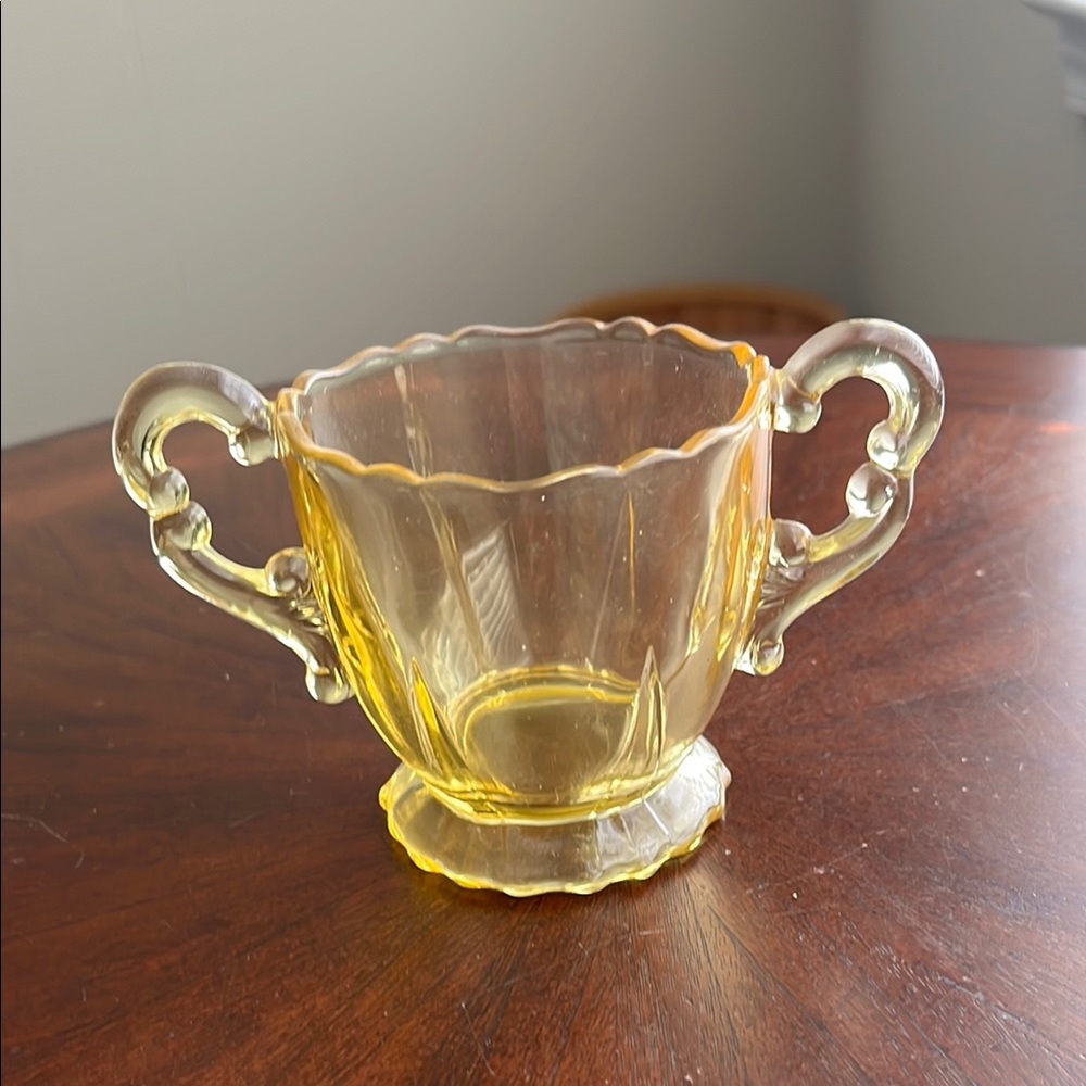 Yellow Glass Sugar Bowl